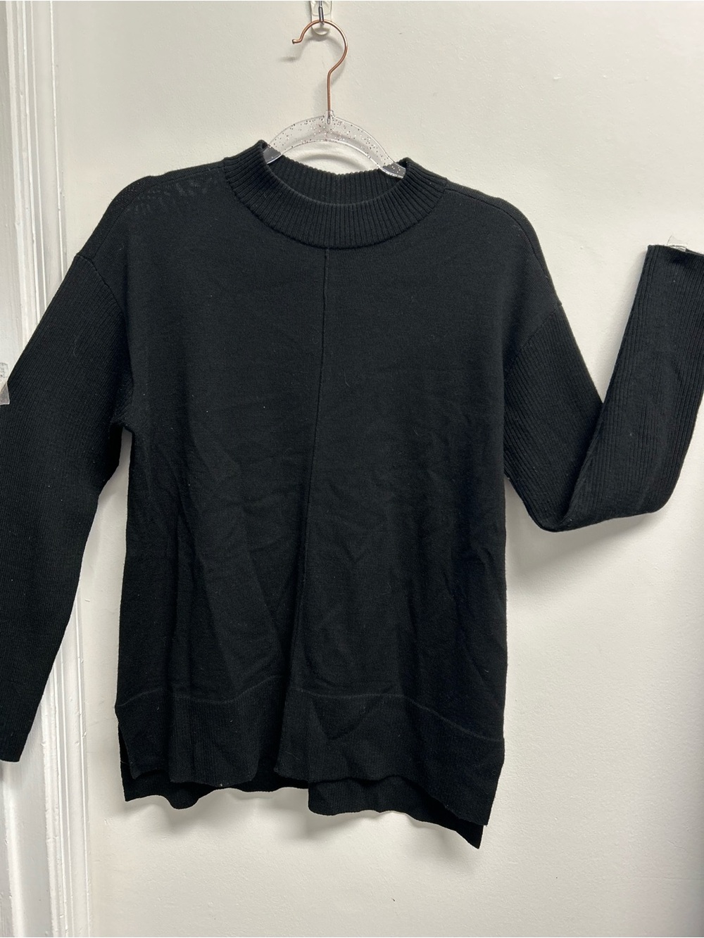Black Pure Merino Wool Mockneck Women’s Sweater - Classic Pullover